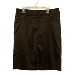 Cache Black Satin Skirt Size 2 Front Slit Y2K Minimal Chic Made in USA